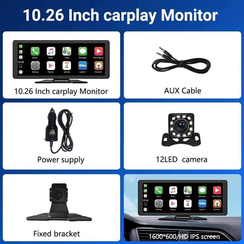 1126 Inch Touchscreen Car Multimedia Video Player With Dual Lens DVR And Wireless CarPlay 15