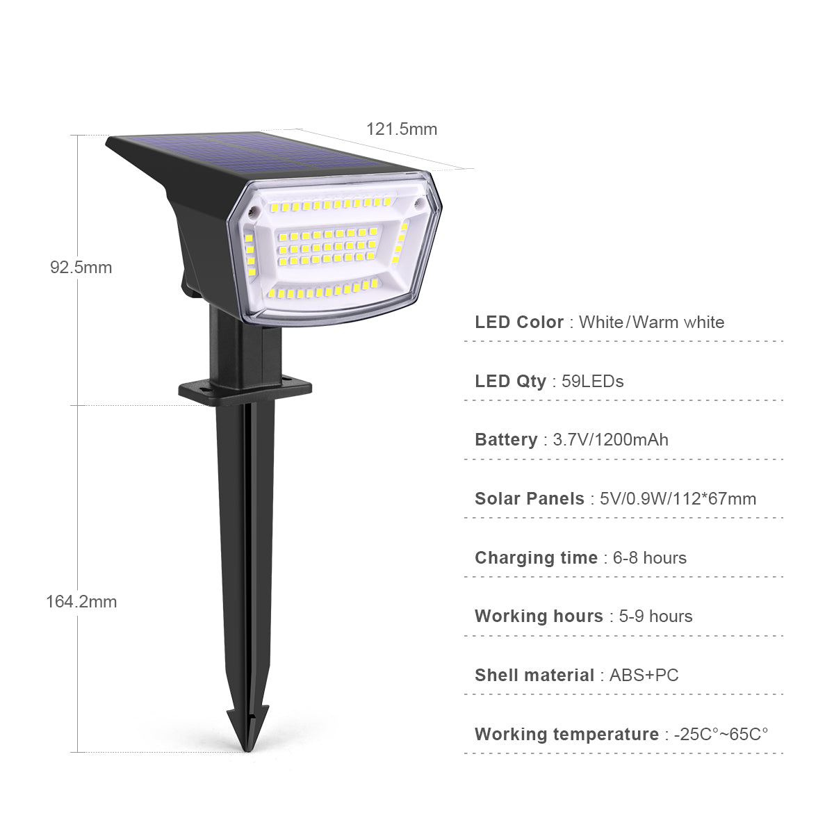 Waterproof Garden Landscape Lawn Solar Spotlight, 3 Modes Dimmable Outdoor Lights for Patio, Driveway, Walkway, Yard