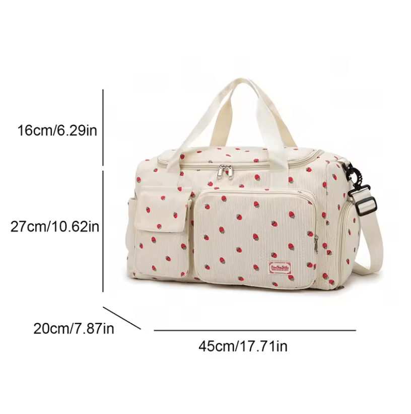 Corduroy Travel Tote Bag Large Capacity With Shoe Compartment And Wet Dry Separation 2