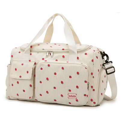 Corduroy Travel Tote Bag Large Capacity With Shoe Compartment And Wet Dry Separation 4