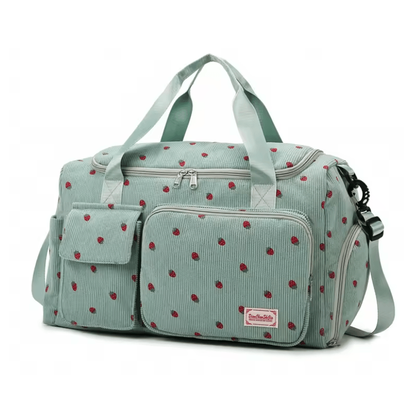 Corduroy Travel Tote Bag Large Capacity With Shoe Compartment And Wet Dry Separation 6