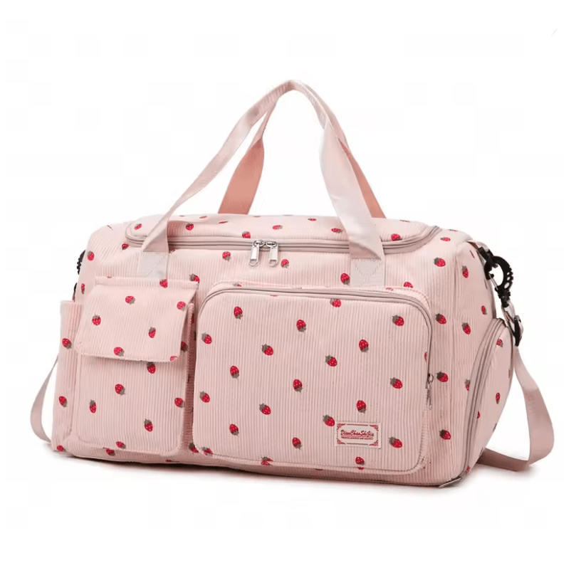 Corduroy Travel Tote Bag Large Capacity With Shoe Compartment And Wet Dry Separation 7