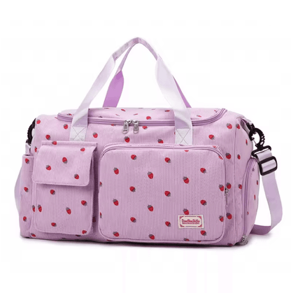 Corduroy Travel Tote Bag Large Capacity With Shoe Compartment And Wet Dry Separation 8