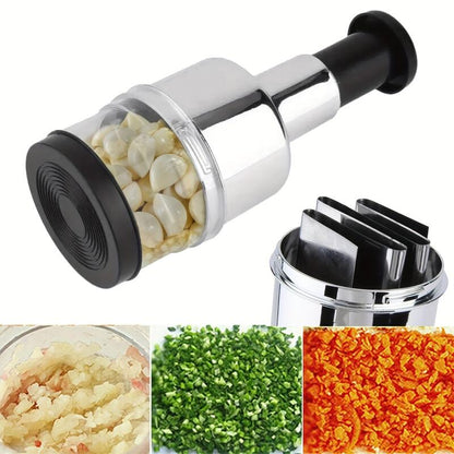 Manual Onion Chopper Stainless Steel Garlic Presser Food Crusher Cutter, Meat Mincer Hand Press for Kitchen Tool