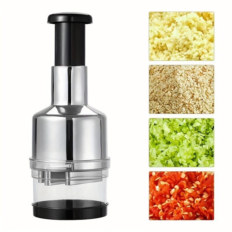 Manual Onion Chopper Stainless Steel Garlic Presser Food Crusher Cutter, Meat Mincer Hand Press for Kitchen Tool