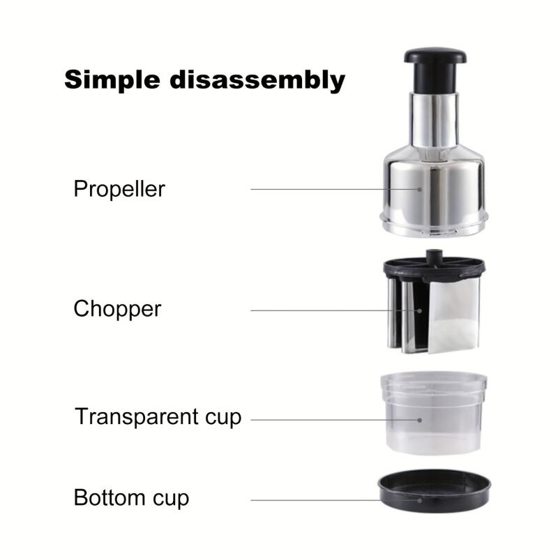 Manual Onion Chopper Stainless Steel Garlic Presser Food Crusher Cutter, Meat Mincer Hand Press for Kitchen Tool