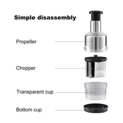 Manual Onion Chopper Stainless Steel Garlic Presser Food Crusher Cutter, Meat Mincer Hand Press for Kitchen Tool