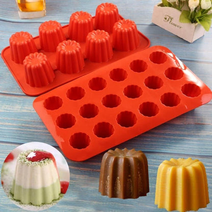 Silicone Canele Mold, Mini Nonstick Canneles Cake Pan for Mousse, Fondant, Muffins, DIY Baking Tray