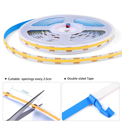 COB LED Strip Light For Cabinet Closet  Display  Dimmable TouchSensor Tape Lighting 2