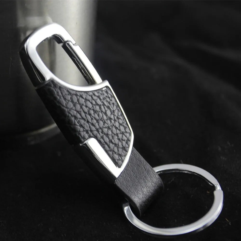 Trendy Leather & Metal Keychain, Fashionable Key Ring for Men & Women, Creative Car Keychain