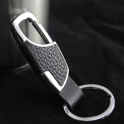 Trendy Leather & Metal Keychain, Fashionable Key Ring for Men & Women, Creative Car Keychain