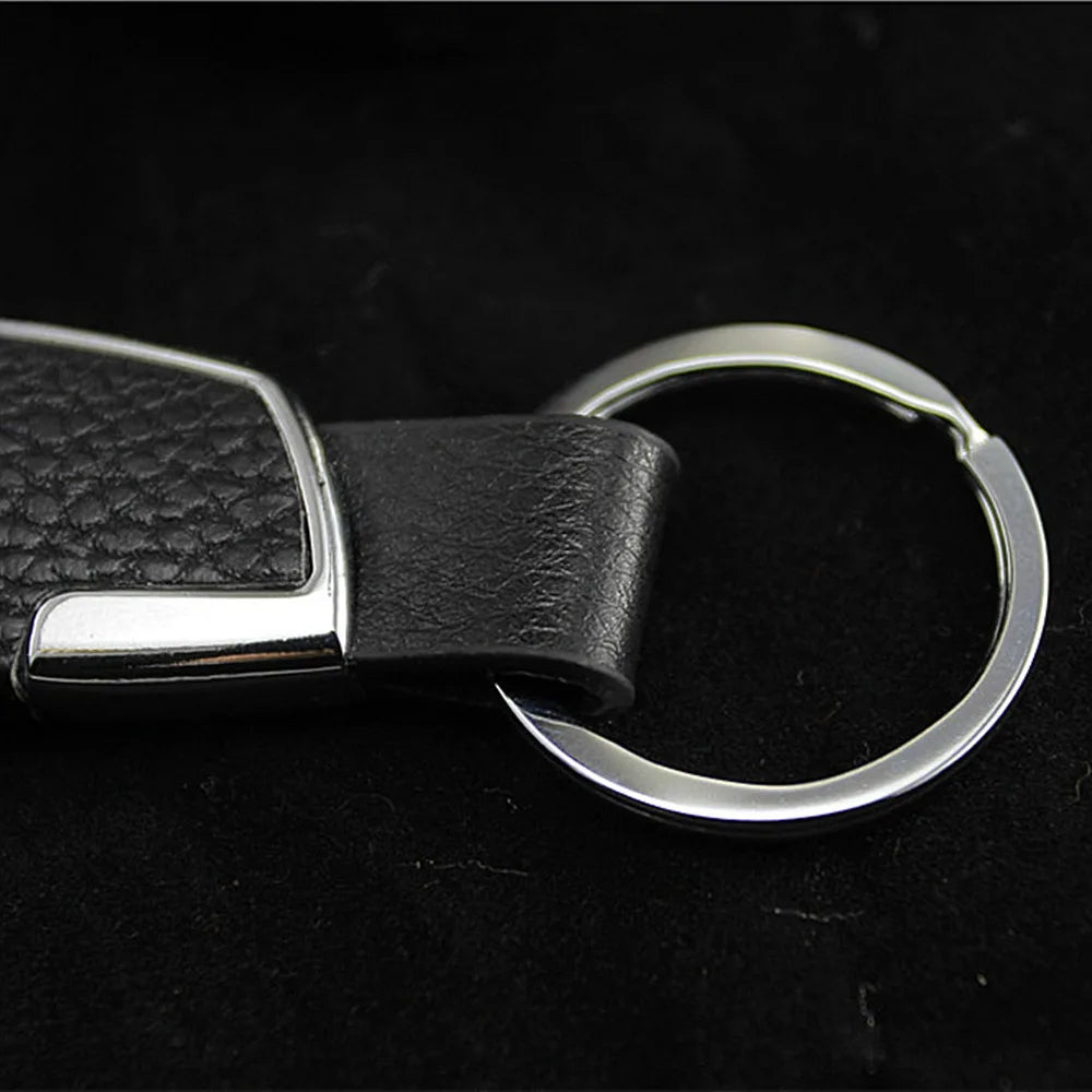 Trendy Leather & Metal Keychain, Fashionable Key Ring for Men & Women, Creative Car Keychain