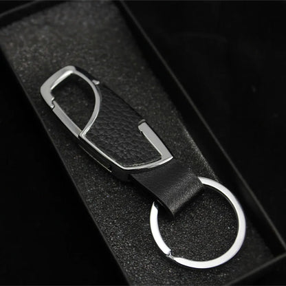 Trendy Leather & Metal Keychain, Fashionable Key Ring for Men & Women, Creative Car Keychain