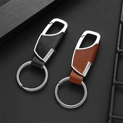 Trendy Leather & Metal Keychain, Fashionable Key Ring for Men & Women, Creative Car Keychain