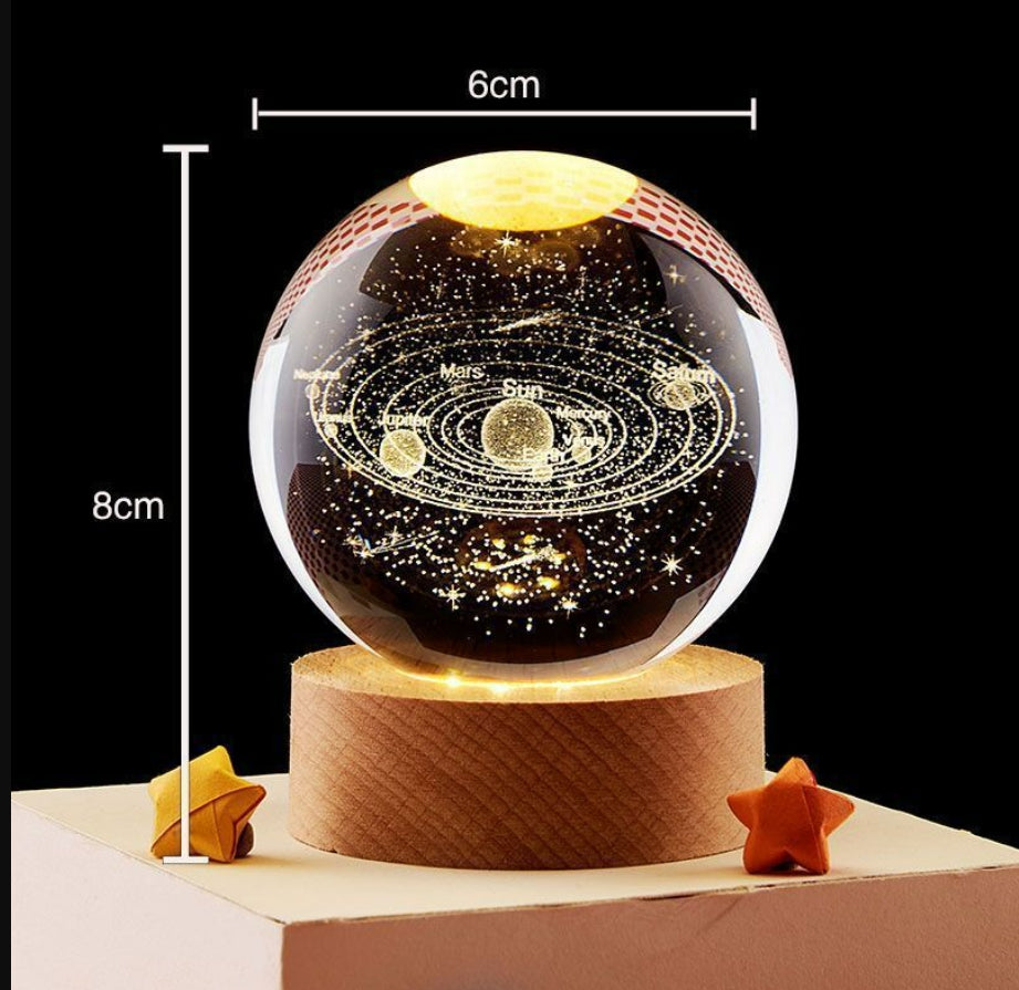 3D Planet Moon Glowing Table Lamp LED Night Light Galaxy Crystal Ball Bedroom Bedside Lamp Home Dec 1