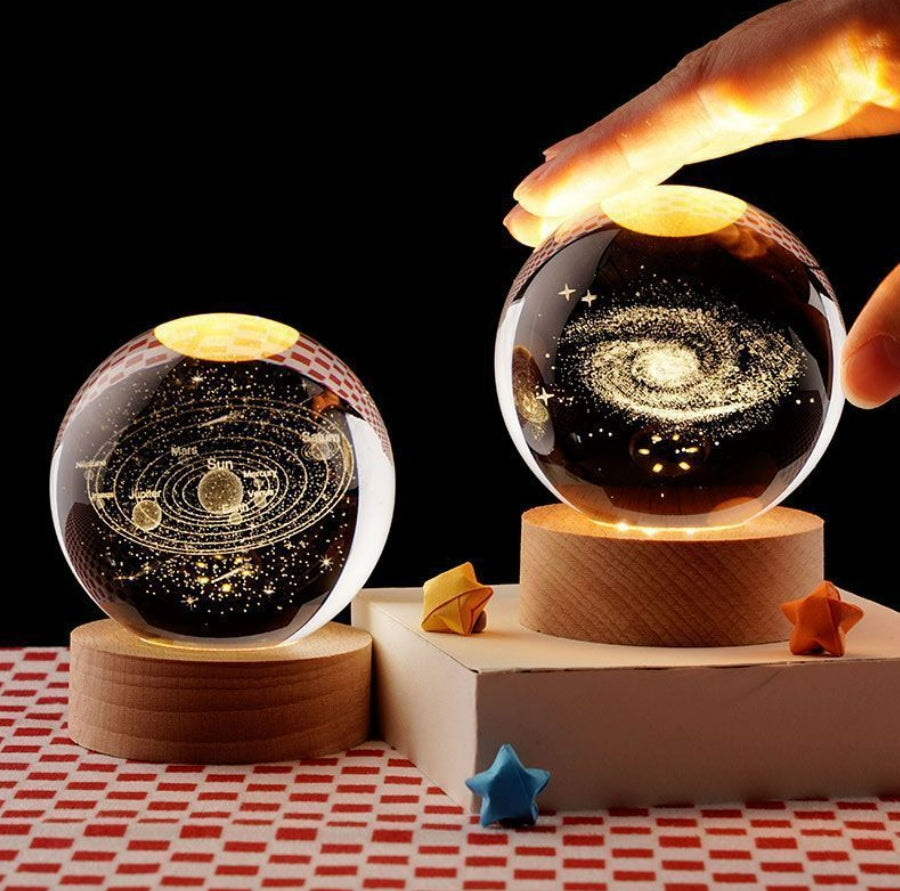 3D Planet Moon Glowing Table Lamp LED Night Light Galaxy Crystal Ball Bedroom Bedside Lamp Home Dec 2