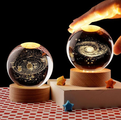 3D Planet Moon Glowing Table Lamp LED Night Light Galaxy Crystal Ball Bedroom Bedside Lamp Home Dec 2