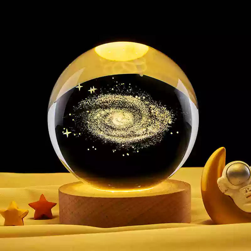 3D Planet Moon Glowing Table Lamp LED Night Light Galaxy Crystal Ball Bedroom Bedside Lamp Home Dec 3