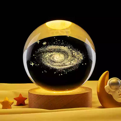 3D Planet Moon Glowing Table Lamp LED Night Light Galaxy Crystal Ball Bedroom Bedside Lamp Home Dec 3