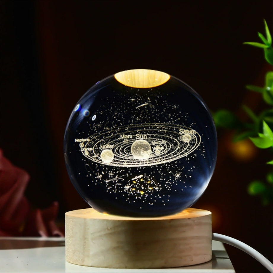3D Planet Moon Glowing Table Lamp LED Night Light Galaxy Crystal Ball Bedroom Bedside Lamp Home Dec 9