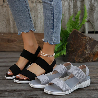 Women's Elastic Knit Wedge Sandals for Summer Comfort and Style