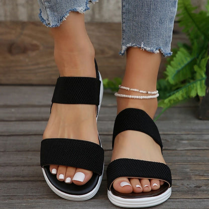 Womens Elastic Knit Wedge Sandals For Summer Comfort And Style 1
