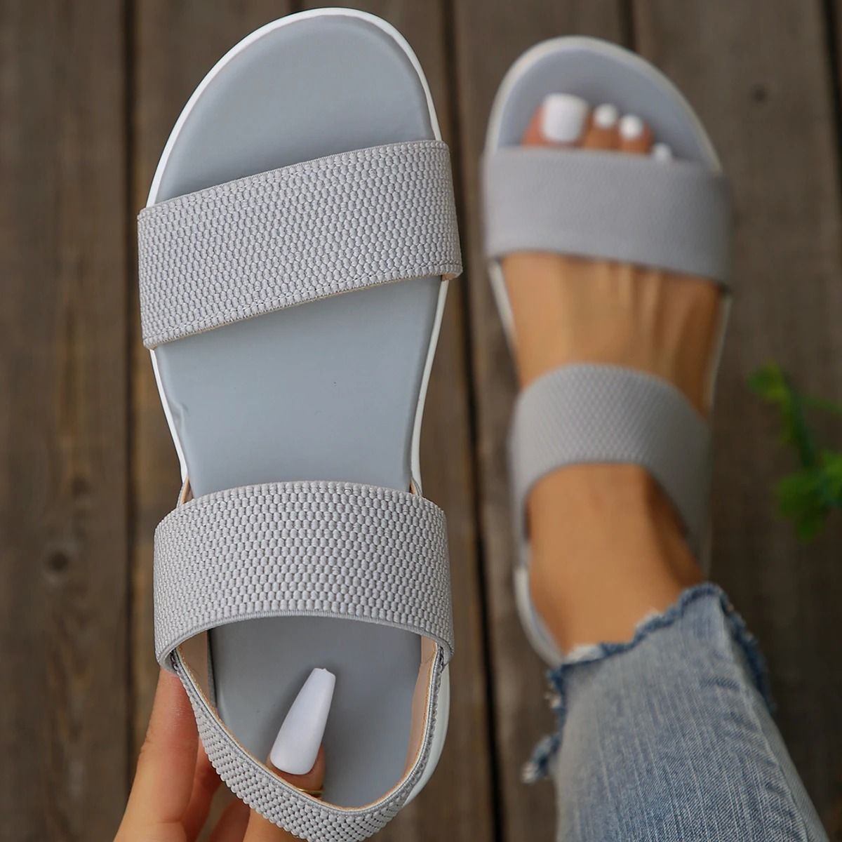 Womens Elastic Knit Wedge Sandals For Summer Comfort And Style 8