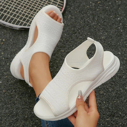 Womens Elastic Knit Wedge Sandals For Summer Comfort And Style 9