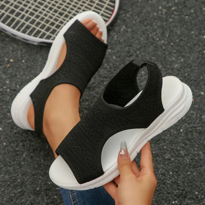 Womens Elastic Knit Wedge Sandals For Summer Comfort And Style 10