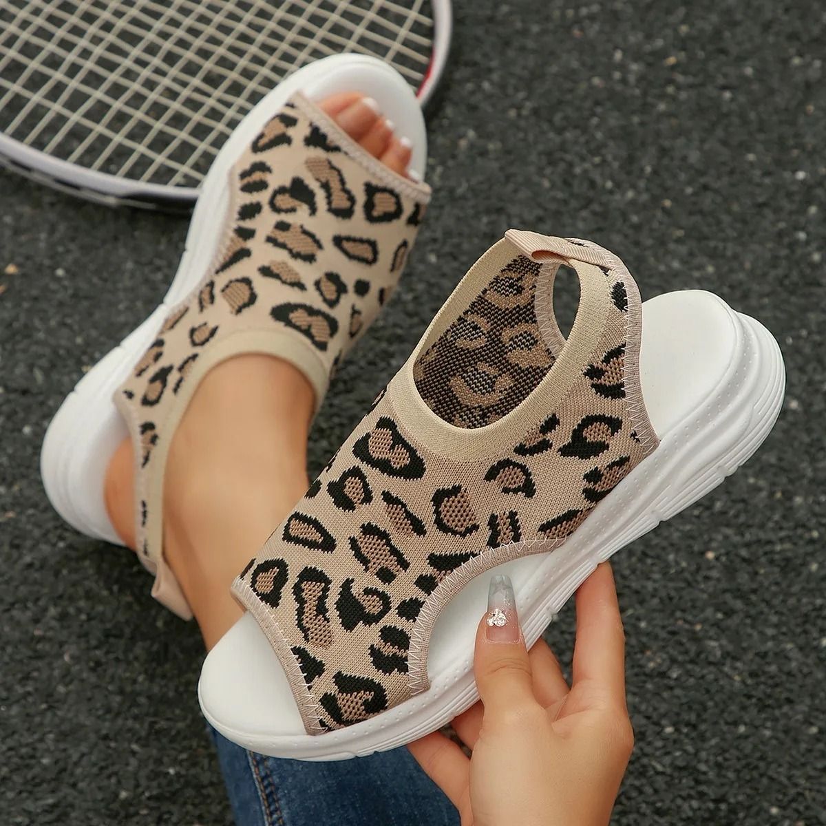 Womens Elastic Knit Wedge Sandals For Summer Comfort And Style 5