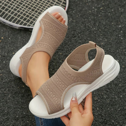 Womens Elastic Knit Wedge Sandals For Summer Comfort And Style 12