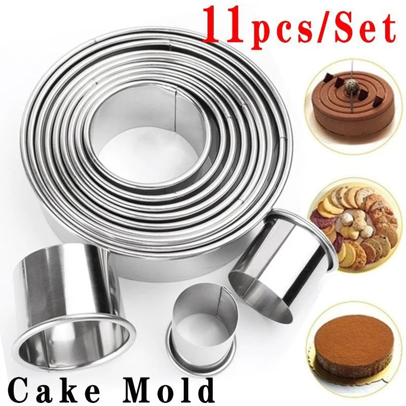 Stainless Steel Round Cookie Biscuit Cutters Set, DIY Pastry Baking Circle Ring Molds for Cake, Pizza & Fondant