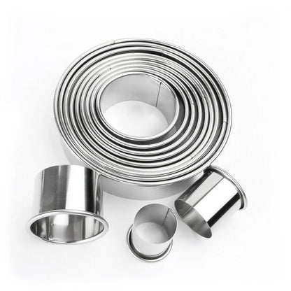 Stainless Steel Round Cookie Biscuit Cutters Set DIY Pastry Baking Circle Ring Molds For Cake Pizza 4