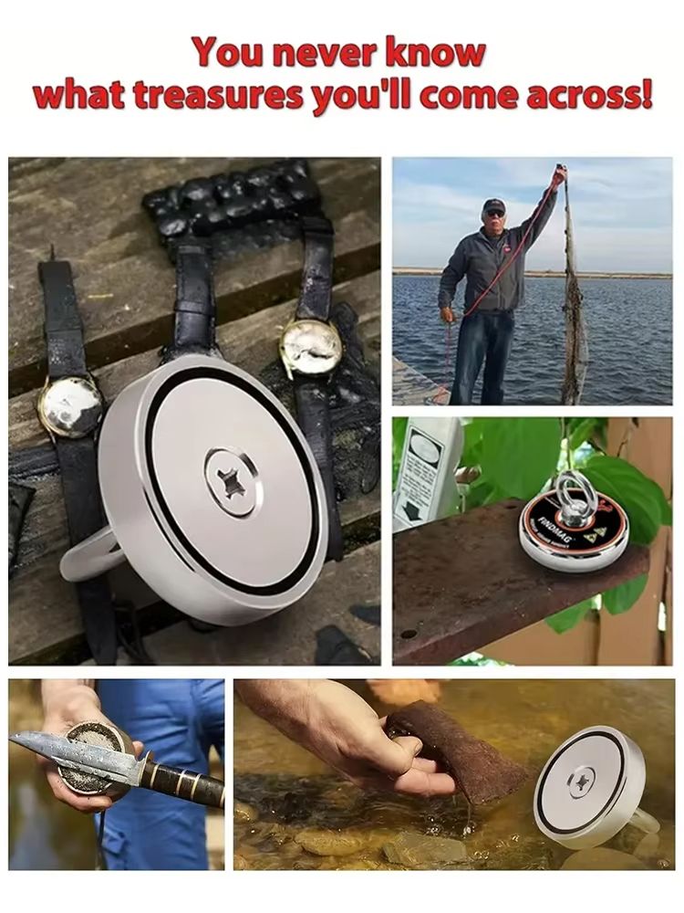 Neodymium Magnet Fishing Kit With Strong Pull Force And Rope 5