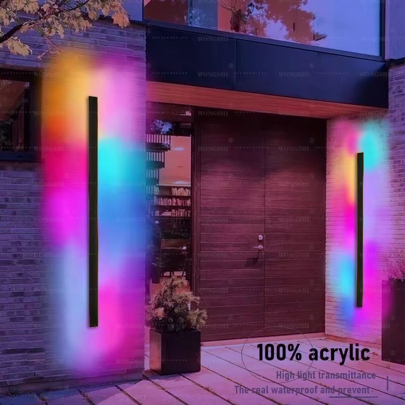 Waterproof IP65 RGB Outdoor Wall Light – Modern Dimmable Aluminum Sconce for Porch or Garden