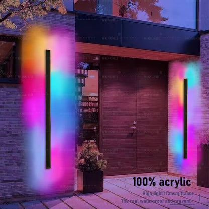 Waterproof IP65 RGB Outdoor Wall Light – Modern Dimmable Aluminum Sconce for Porch or Garden
