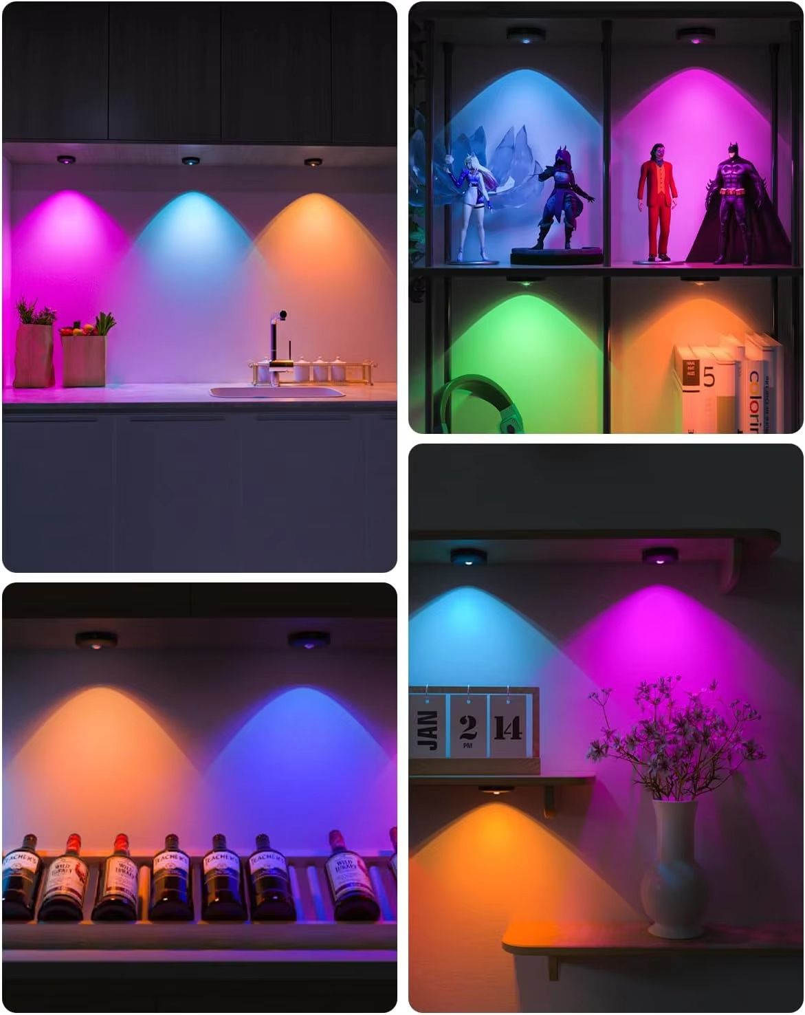 WILLED Rechargeable RGB Puck Light  1200mAh Battery With Remote And Touch Control 2