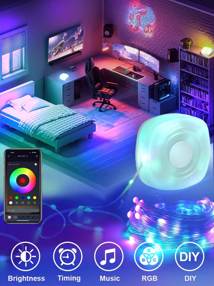 GGbingo Rechargeable Waterproof RGB Camping String Lights With Smart App Control 4