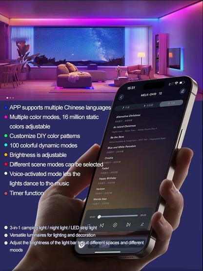 GGbingo Rechargeable Waterproof RGB Camping String Lights With Smart App Control 5