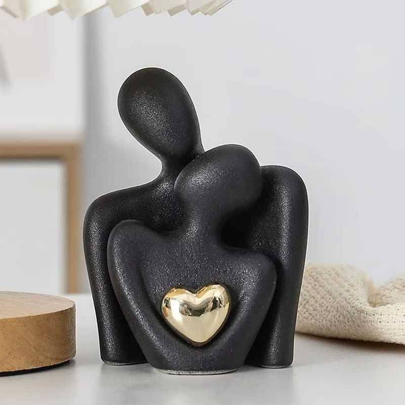 Nordic Abstract Couple Statue Ceramic Lovers Sculpture For Home Decor 3