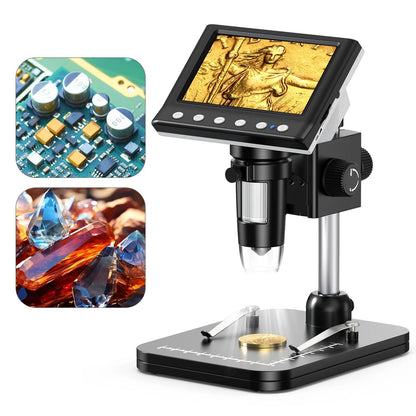 Digital Coin Microscope with 4.3 Inch Screen and 1000X Zoom for Soldering and Inspection