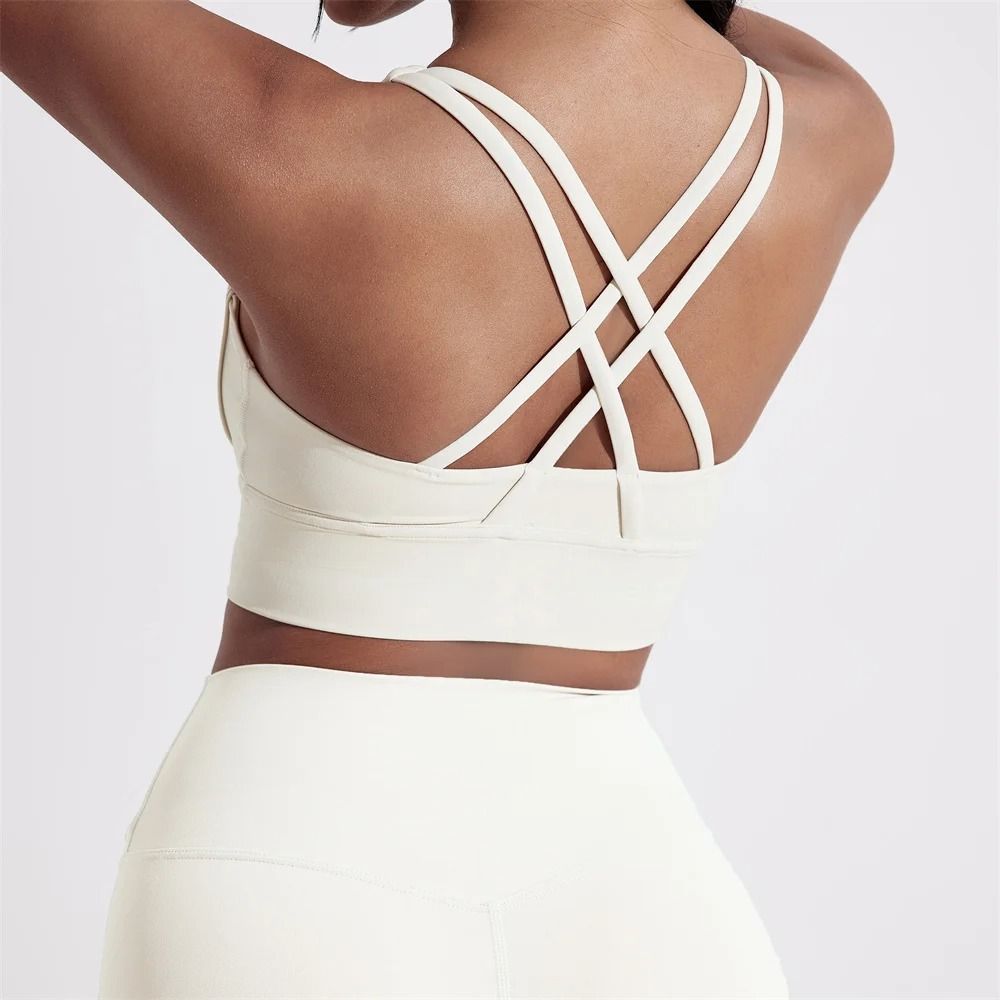 Womens High Impact Cross Back Sports Bra With Chest Pad For Training And Yoga 3