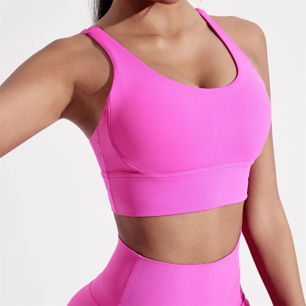 Womens High Impact Cross Back Sports Bra With Chest Pad For Training And Yoga 4