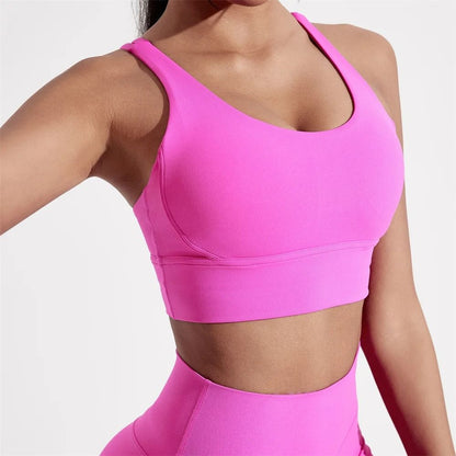 Womens High Impact Cross Back Sports Bra With Chest Pad For Training And Yoga 4