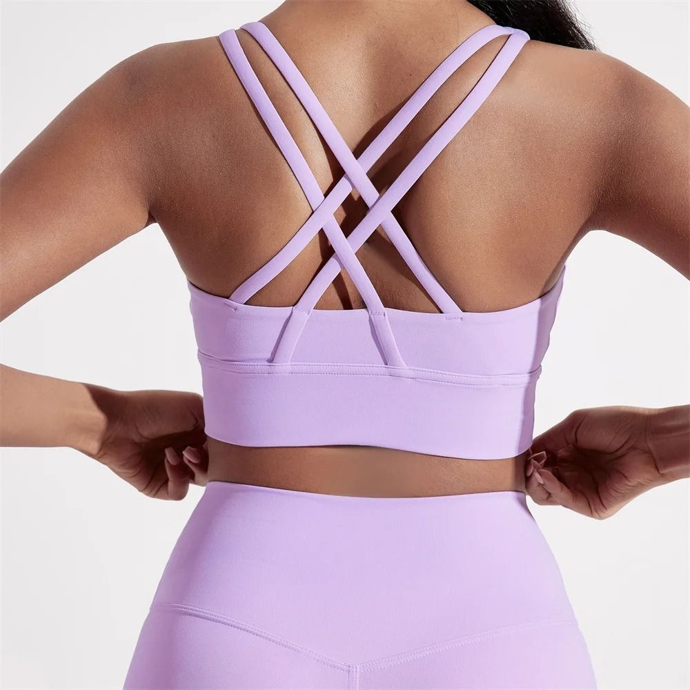 Womens High Impact Cross Back Sports Bra With Chest Pad For Training And Yoga 12
