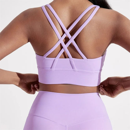 Womens High Impact Cross Back Sports Bra With Chest Pad For Training And Yoga 12