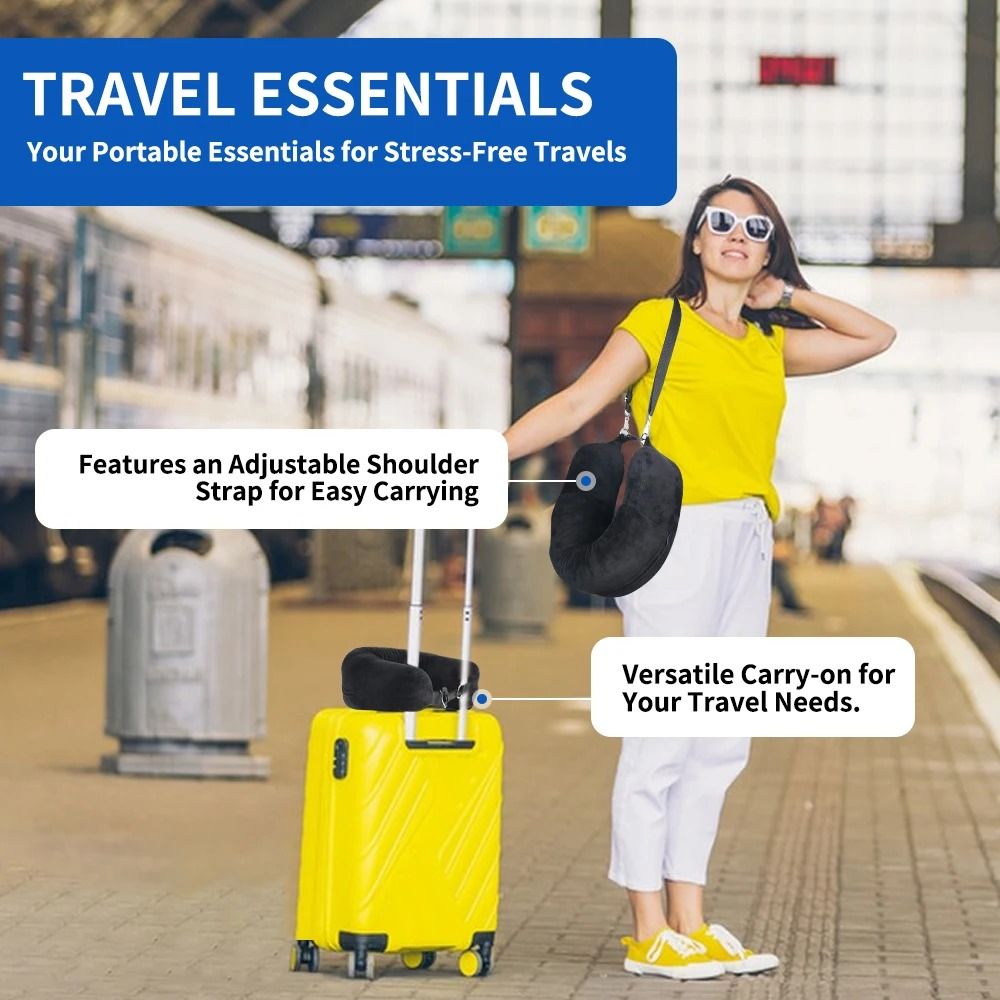Travel Neck Pillow with Fillable Clothing Storage and Velvet Cover