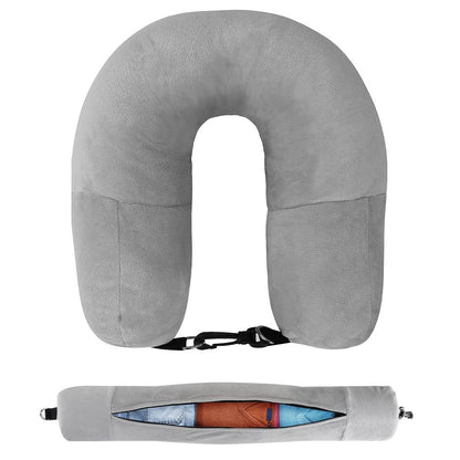Travel Neck Pillow With Fillable Clothing Storage And Velvet Cover 8