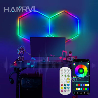 RGB Hexagon LED Garage Light With Remote  Honeycomb Ceiling Panel For Workshops Game Rooms  More 1