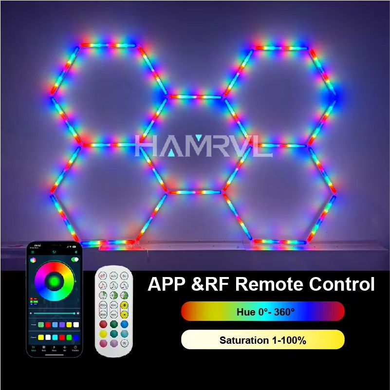 RGB Hexagon LED Garage Light With Remote  Honeycomb Ceiling Panel For Workshops Game Rooms  More 3
